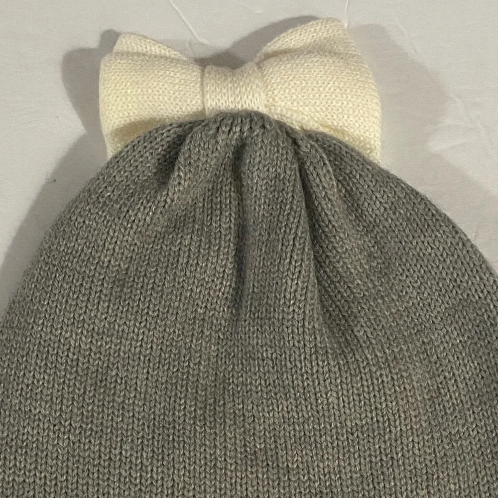 KATE SPADE New York Knitted Hat, NWOT, Ribbed Knit, Bow, Toboggan, Wool Blend